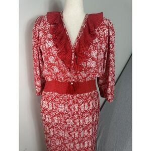 Vtg 80s Diane Freis Original Georgette Floral Maxi M/L Cottage Romantic Boho